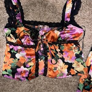 Floral Open Front Top